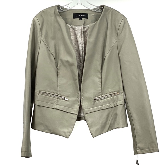 Black Rivet Jackets & Blazers - Wilson's Leather Black Rivet Leatherette Blazer